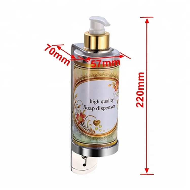 Mirror Shining 300ml PET Plastic Wall Mount Hand Bottle Soap Dispenser with Bracket