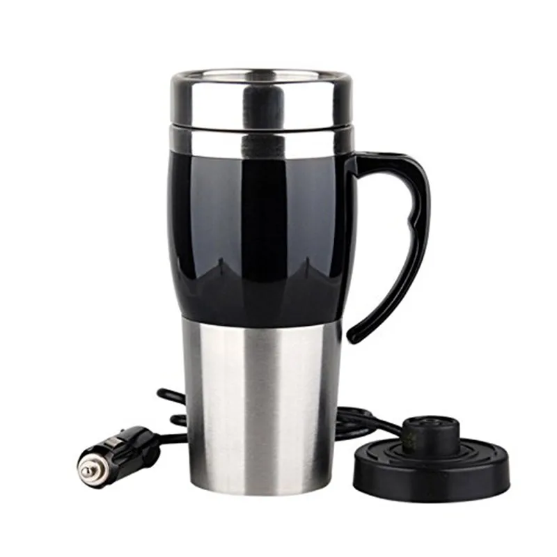 400ml brand car electric kettle double layer stainless steel sealed USB heating cup boiled water /eggs 10 minutes fast heating