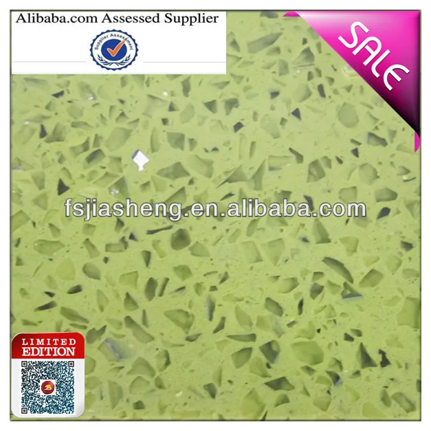 Cheap Quartz Solid Kitchen Surface Light Green Onyx Sparkle Quartz Stone Countertops