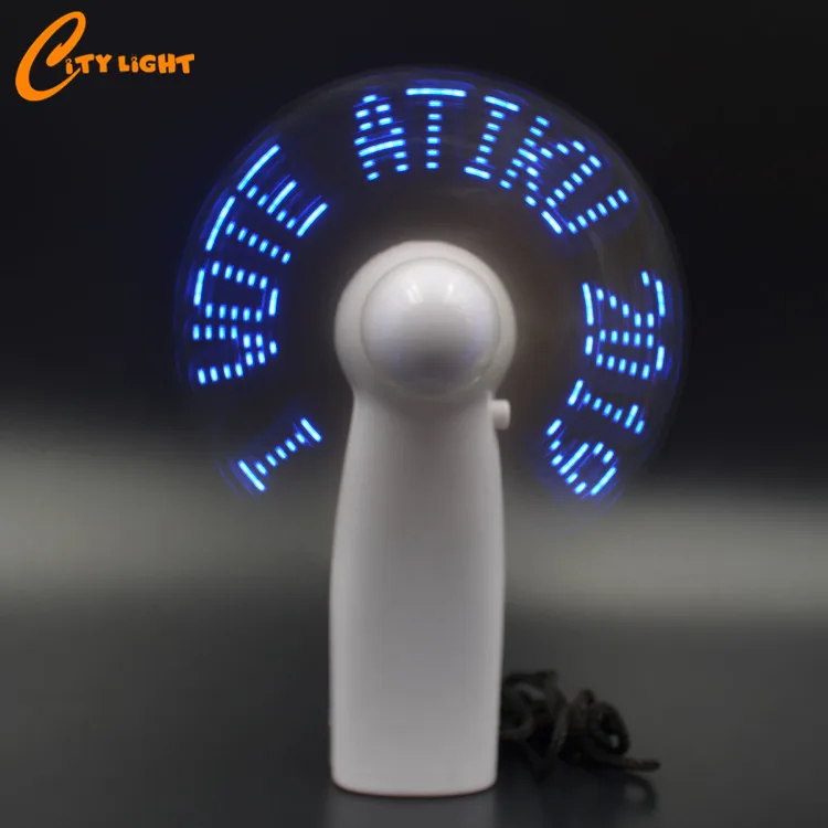high quality factory price led flashing message plastic hand fan for Promotion Gift