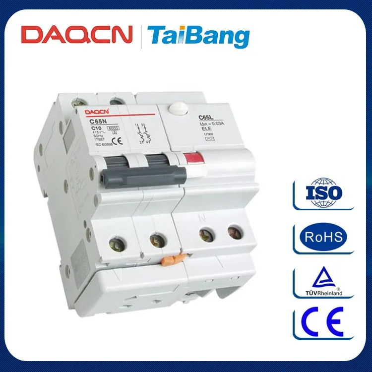 DAQCN 2016 Yueqing Поставщик C65NLE 25A 2 P Остаточный Ток Автоматического Выключателя