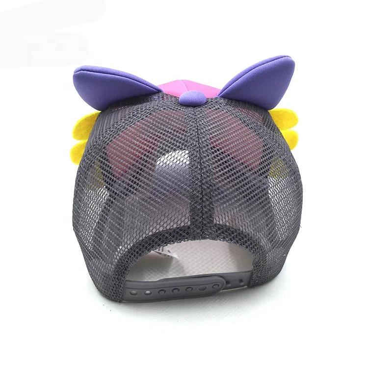 Custom Cartoon anime monster polyester 5 panel baby mesh trucker cap baseball cap for kids