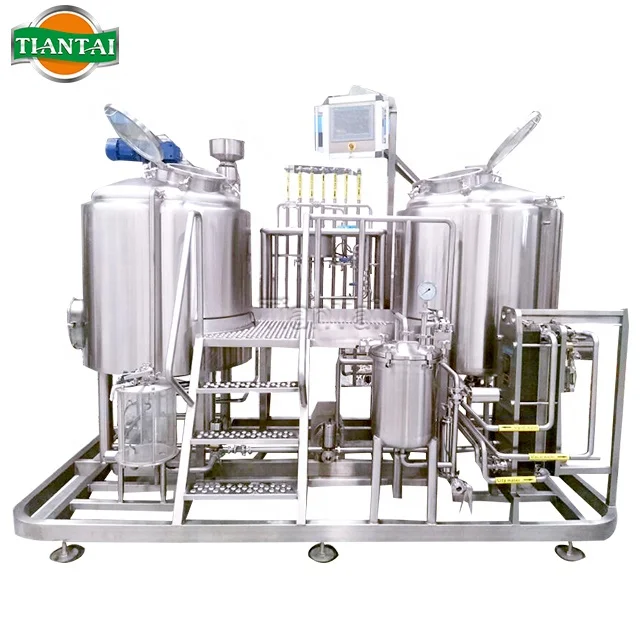 Tiantai 200L 2HL ss steam three vessel semiauto beer pilot plant