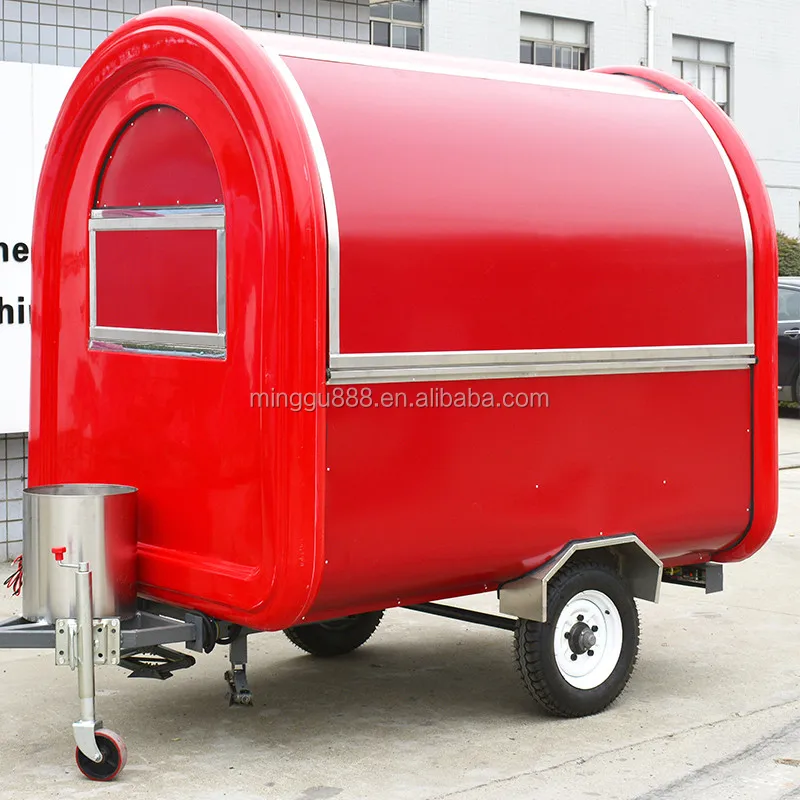 CE Электрическая или газовая синяя Мобильная тележка для хот-догов из нержавеющей стали и торговый трейлер для фаст-фуда в близорукости с большим колесом