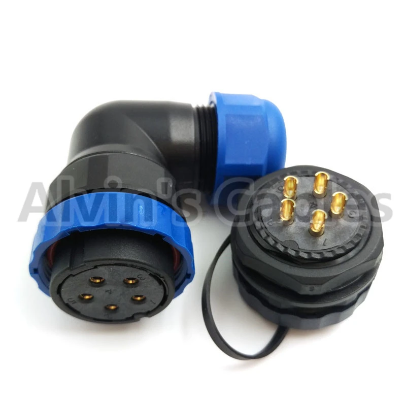 SD28 TAZM 5 pin IP67 waterproof Panel Mount connector Electrical equipment power cable connector 90 degree elbow plug and socket