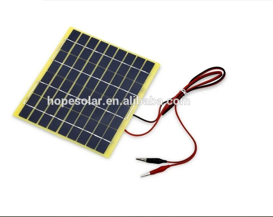 5 Watt Polycrystalline Silicon Solar Cells 5w 18V Battery mobile Charger For Cars/Boats With Crocodiles Clips Small Solar Panels