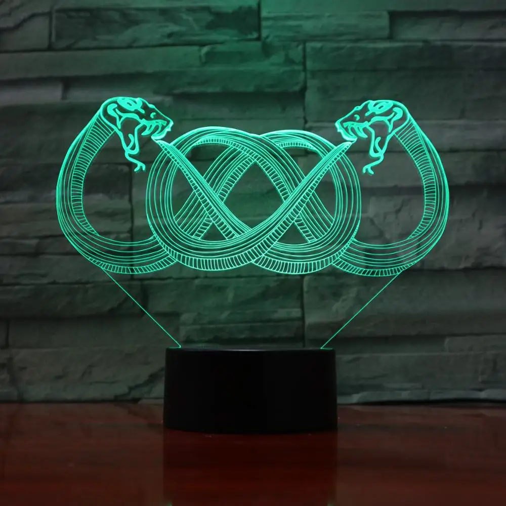 Snake shape decorative bedside lamp 3d visual home dressing night light