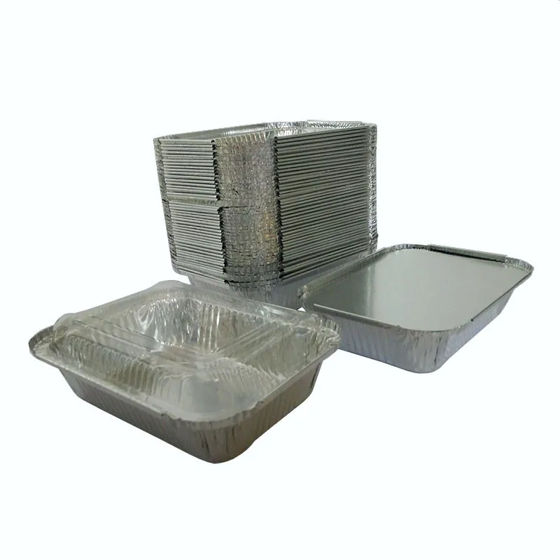 700ML 191*138mm Disposable Rectangular Aluminium Foil container disposable aluminum foil tray with lid