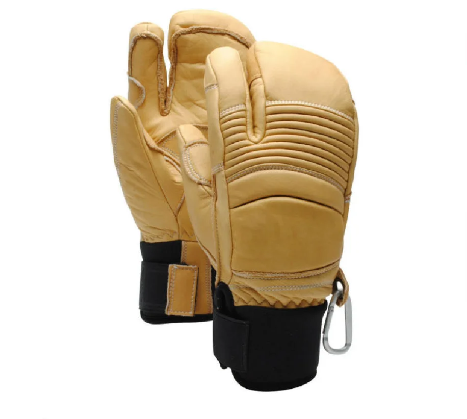 Wholesale Oem  High Quality  mens yellow leather ski gloves  winter thick warm glove