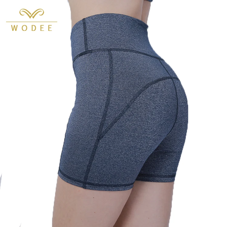 Custom Logo Women Fitness Shorts Plain Compression Yoga Shorts with Pocket