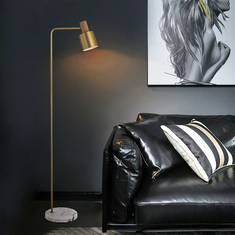 
Modern copper wood marble hotel antique brass tripod reading chinese floor lamp wholesale 