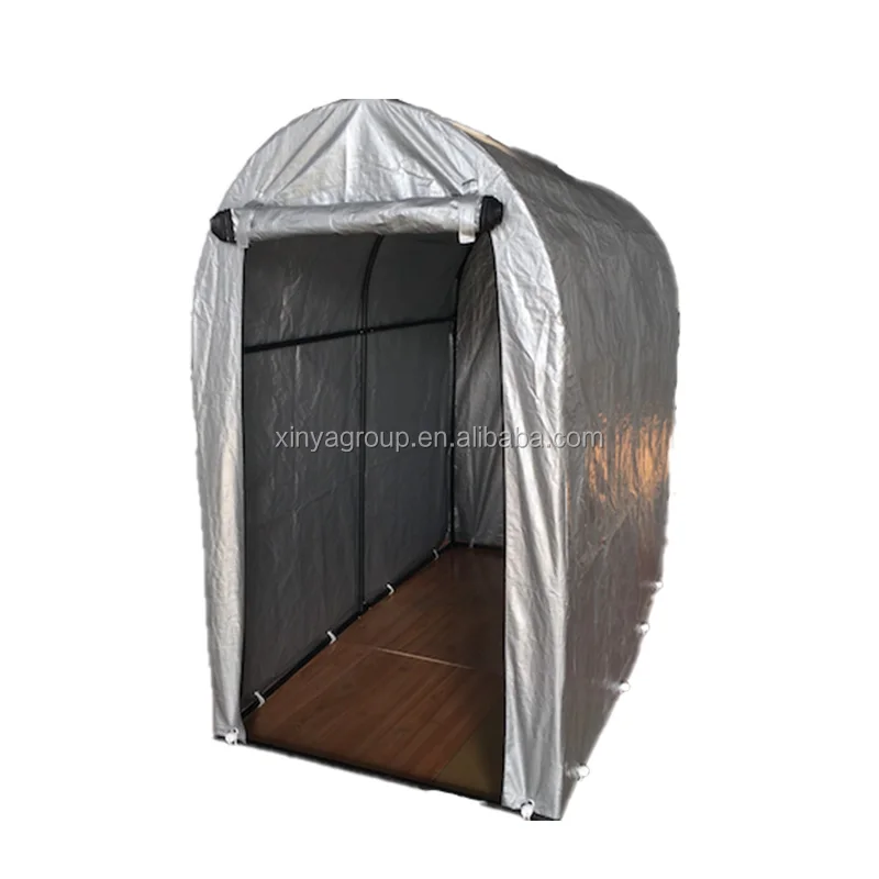 Silver color steel frame structure cycle shelter   for motors  3 bikes