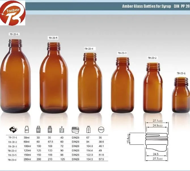 Din28 Amber glass bottle amber syrup glass bottles with competitive prices