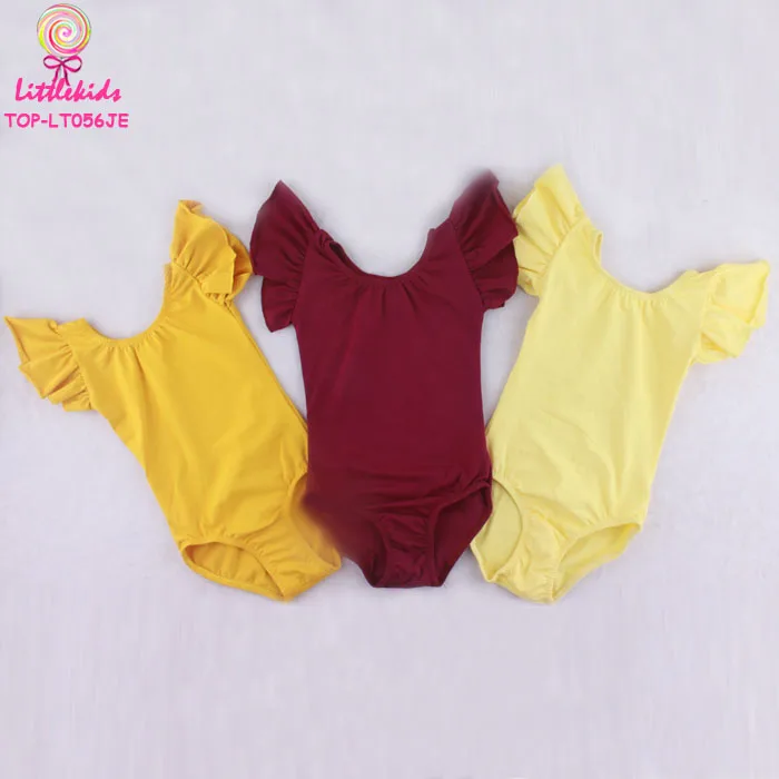 Flutter Sleeve Toddler Baby Leotard White Girls Blank Wholesale Ruffled Ballet Leotards