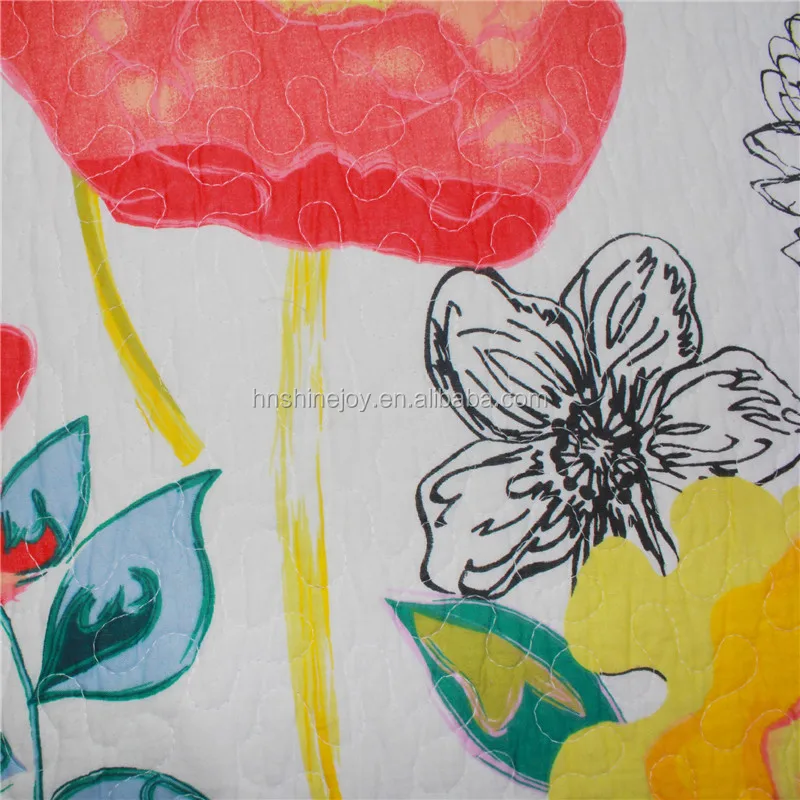 New style yellow flower counterpane Queen quilted polyester printed bedspread