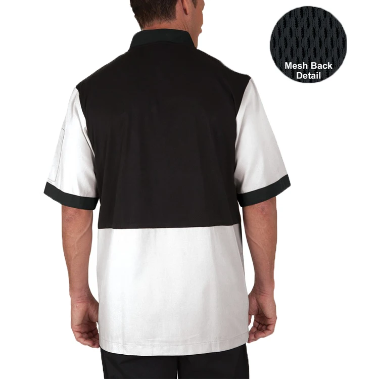 Оптовая продажа, летняя мужская традиционная форма шеф-повара суши, белая сетчатая куртка с коротким рукавом и полуспинкой для ресторана