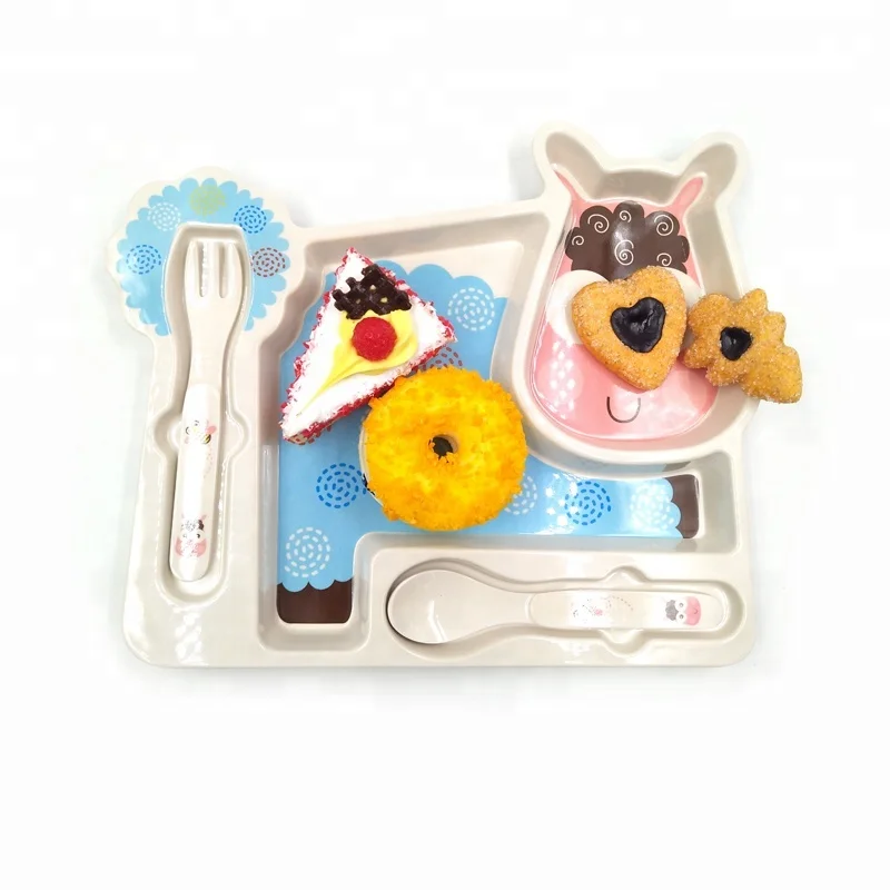 Most popular children tableware bamboo melamine kitchenware wholesale melamine dinner set in the packs