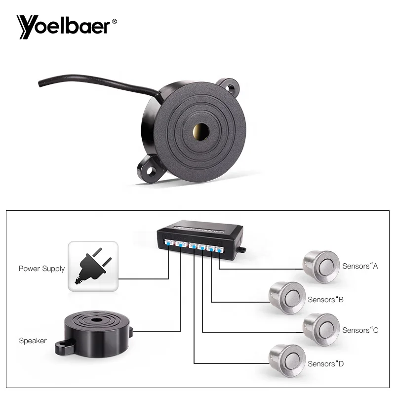 4 Sensors Buzzer 22mm Car Parking Sensor Kit Reverse Backup Radar Sound Alert Indicator Probe System 12V