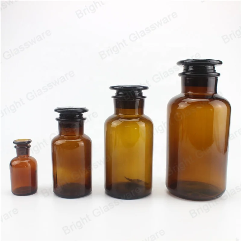 Wholesale 60ml 125ml 250ml 500ml 1000ml Amber Glass Pharmacy Reagent Bottle for Laboratory