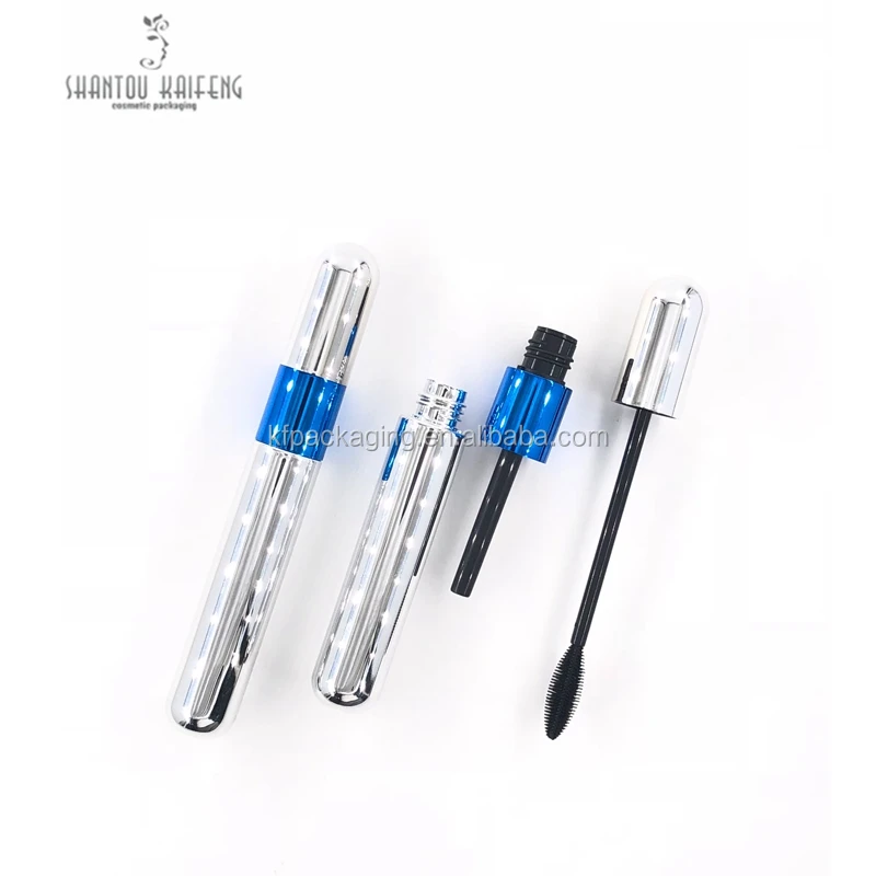 
2 In I Wholesale Silver empty Mascara tube Packaging with Fiber Brush double sides empty mascara bottle 