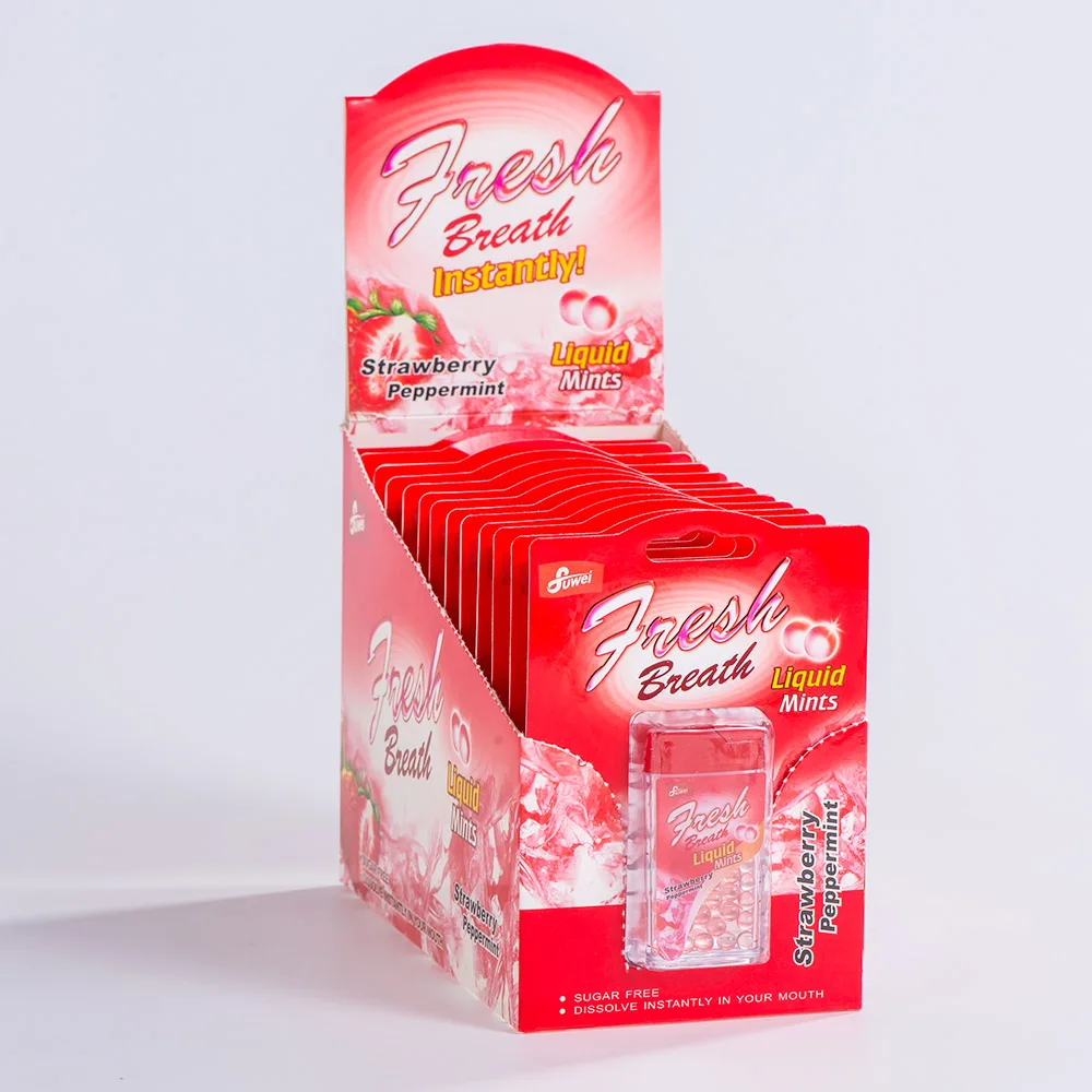 Fresh breath liquid mints center filled mint candy