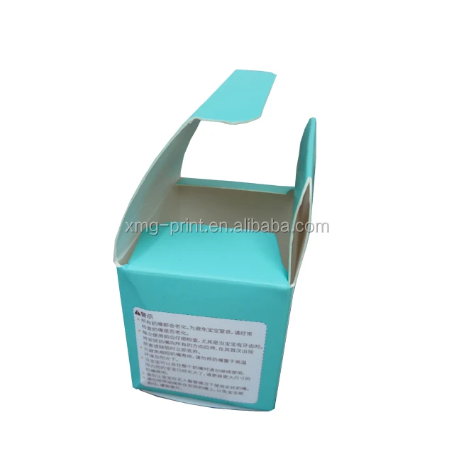 Custom made printed full colour matt surface baby nipple packaging box with hanger