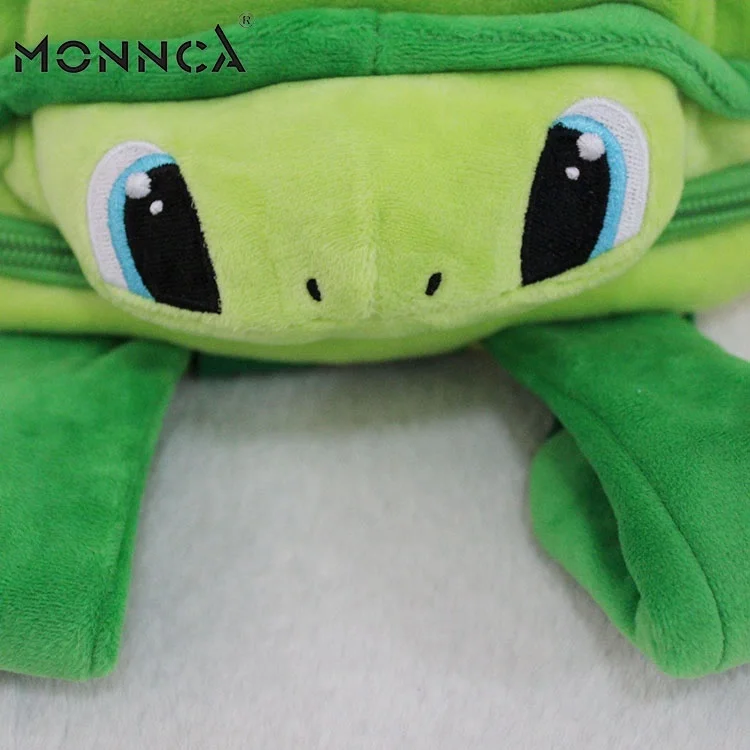 Monnca Custom Shoulder Plush Animal Stuffed Toy Bag For Kid OEM Plush Turtle Animal Backpack For Kids