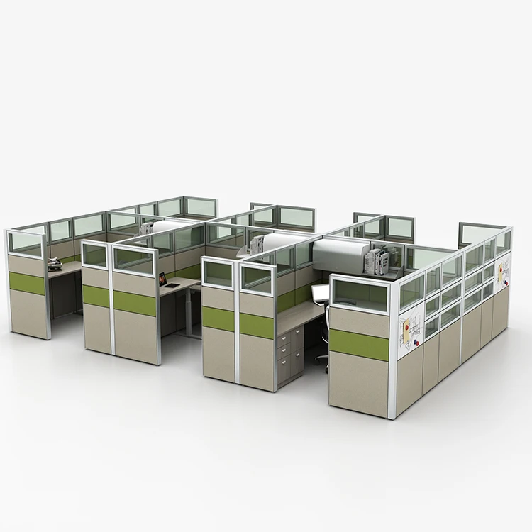 Professional production 6 persons office cubicle with overhead cabinet