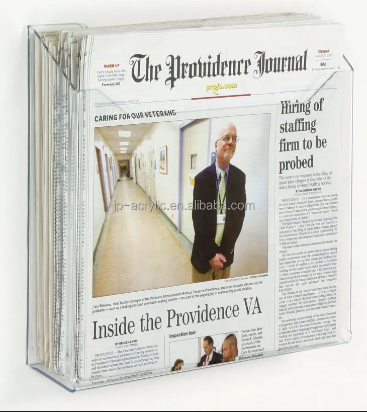 
Wall mount transparent plexiglass brochure newspaper holder 