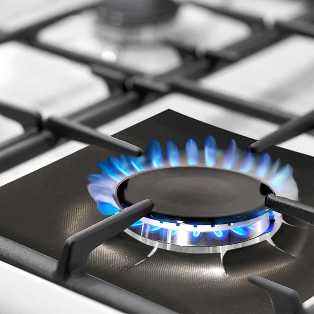 Black Stove Top Burner Protector Mat PTFE Gas Stove Protect Liners 27*27cm