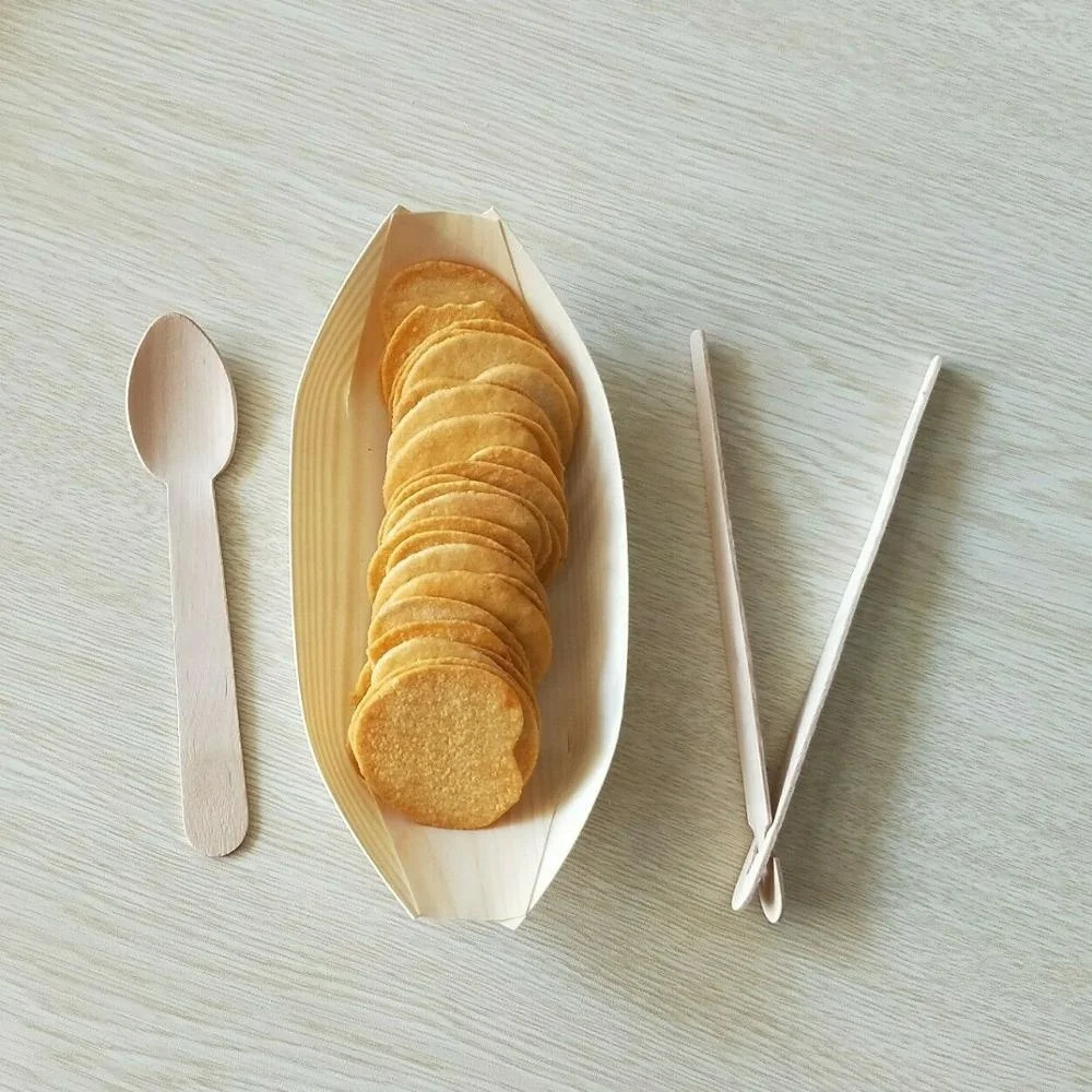 
Disposable bent pine wooden boat tray/plate /bowl/cone for food serving tray for sushi and icecream fast food 