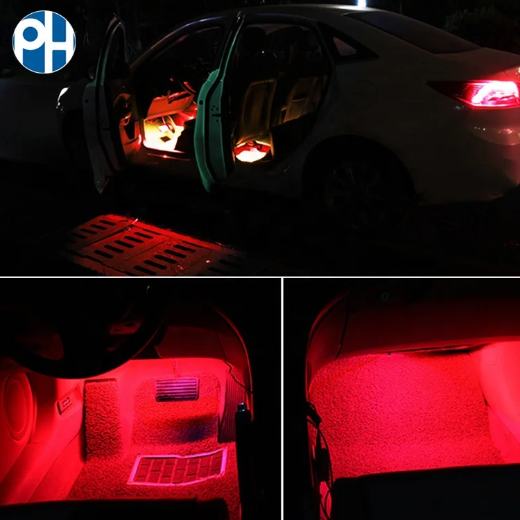 Car Interior Atmosphere Foot well Strip Light USB Charger Decor Lamp strip