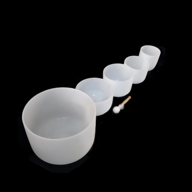 frosted crystal quartz singing bowl for Yoga and sound therapy