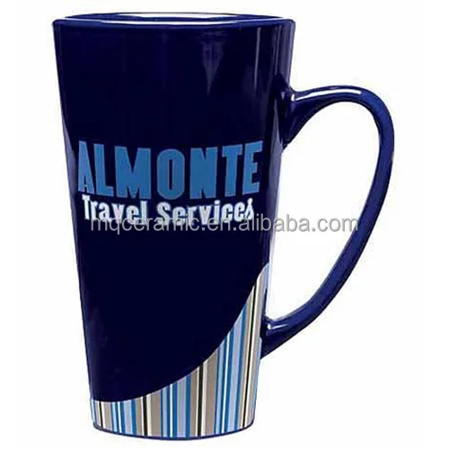 16oz cobalt color tall Latte ceramic coffee cup mug
