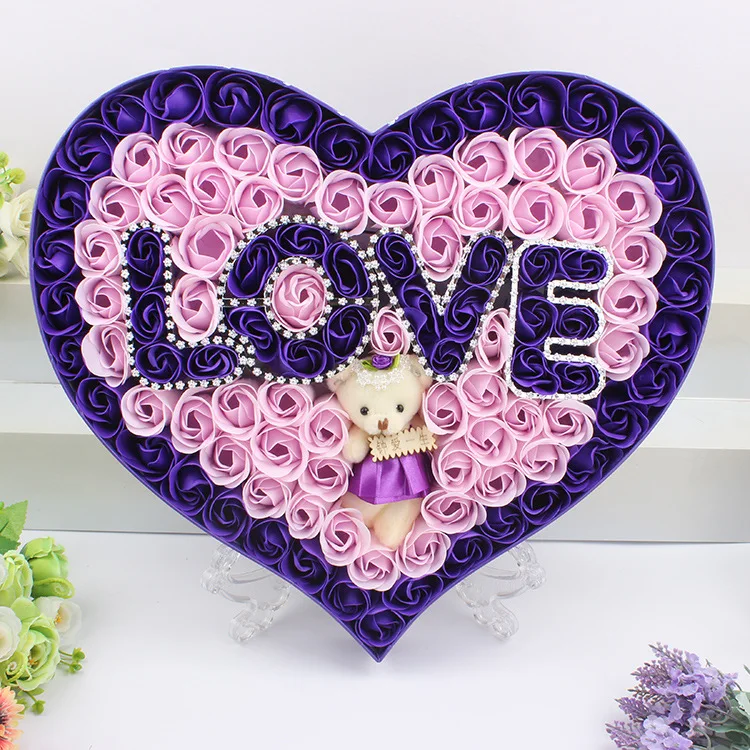 decorative artificial flower heart-shaped soap carved flower for wedding