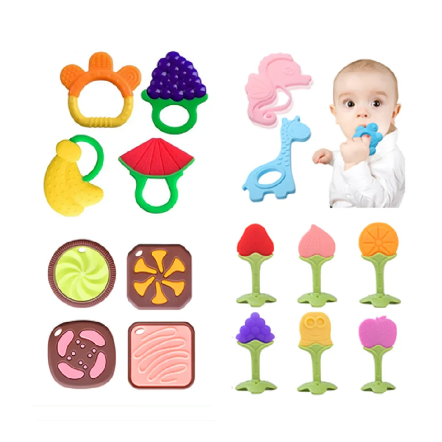 Amazon Soft Funny Custom Cookie Silicone Baby Teething Dolls Teether