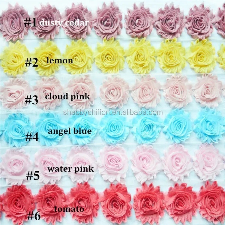 
83colors wholesale shabby flower rosette chiffon shabby flowers trim wholesale for headbands--chiffon flower(83colors selection) 