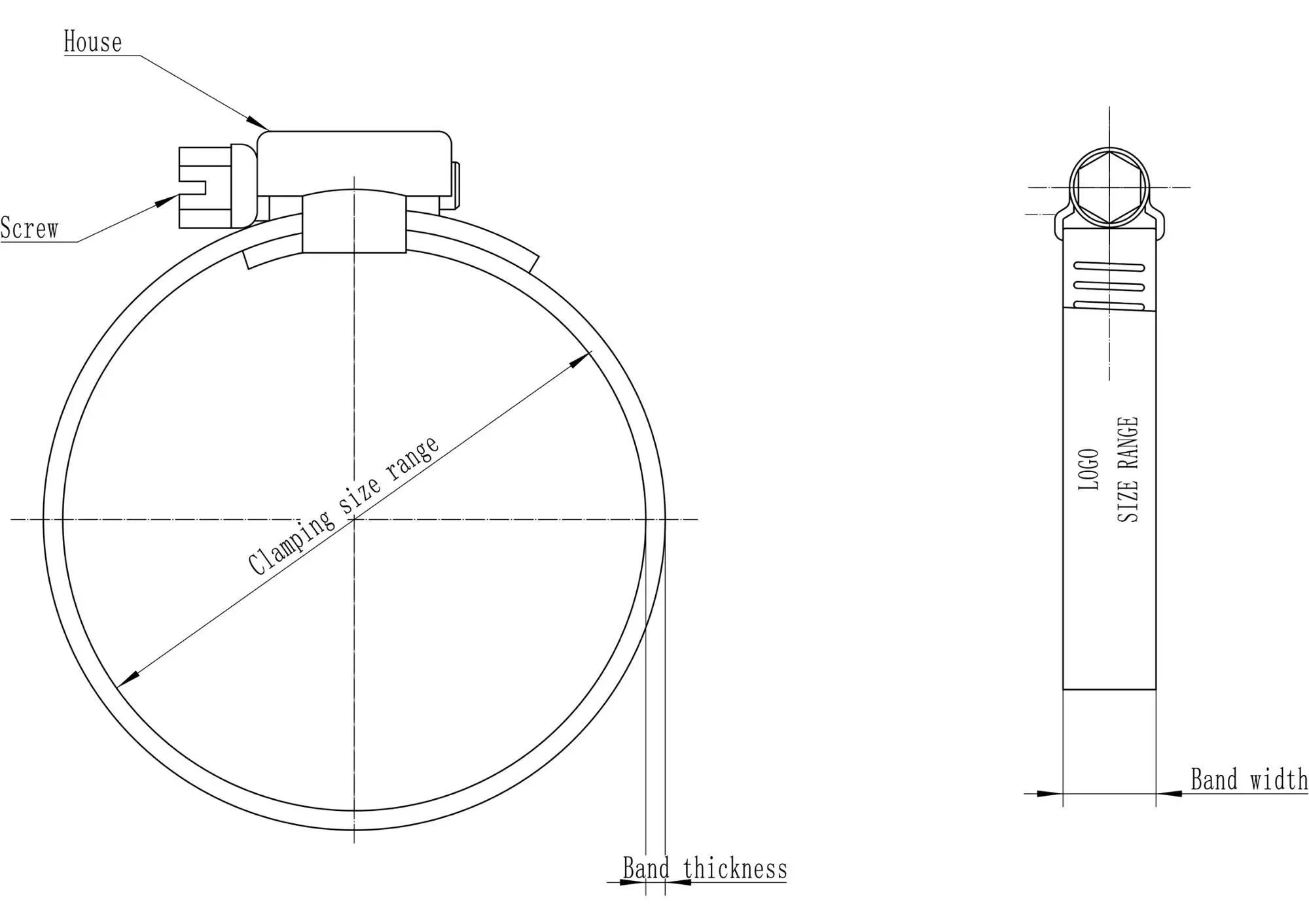 Industrial clip 4 inch stainless steel hose clamp which factory outlet