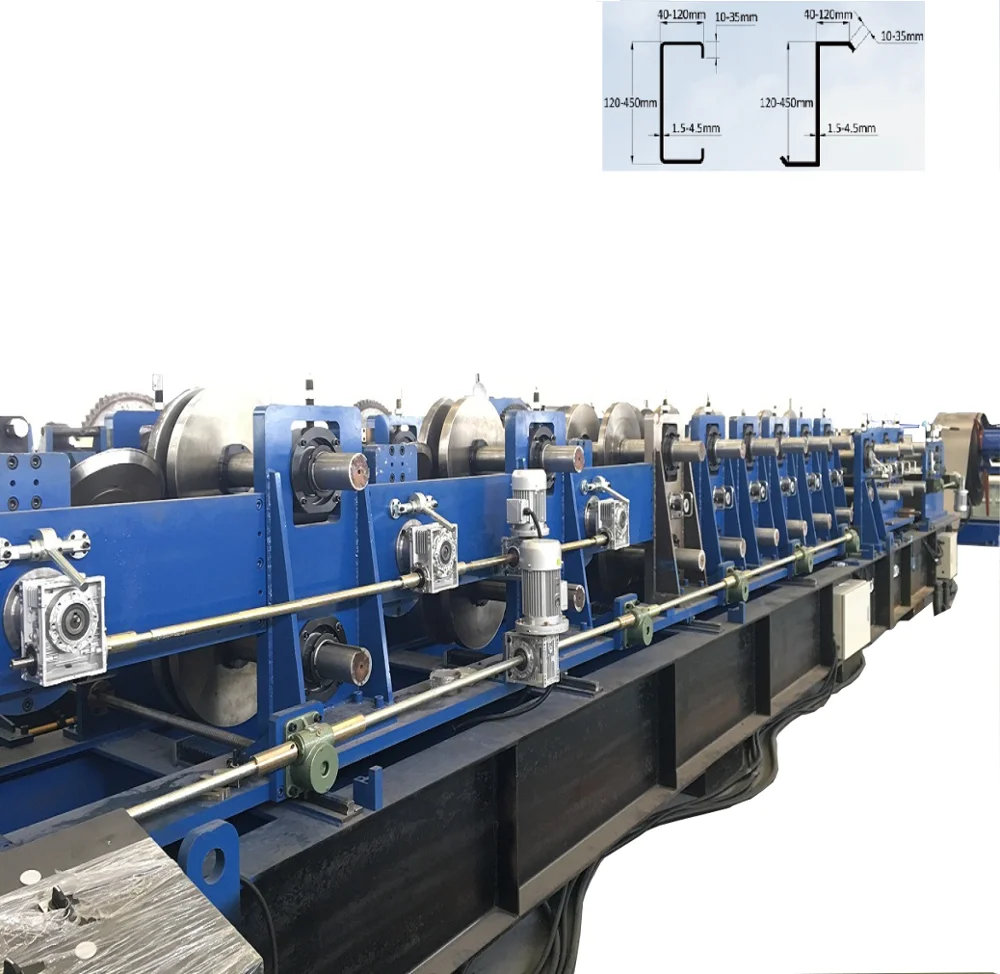 
XIAMEN high quality C/ Z section steel stepless change machine omega profile roll forming machine CZ purlin cold forming machine 