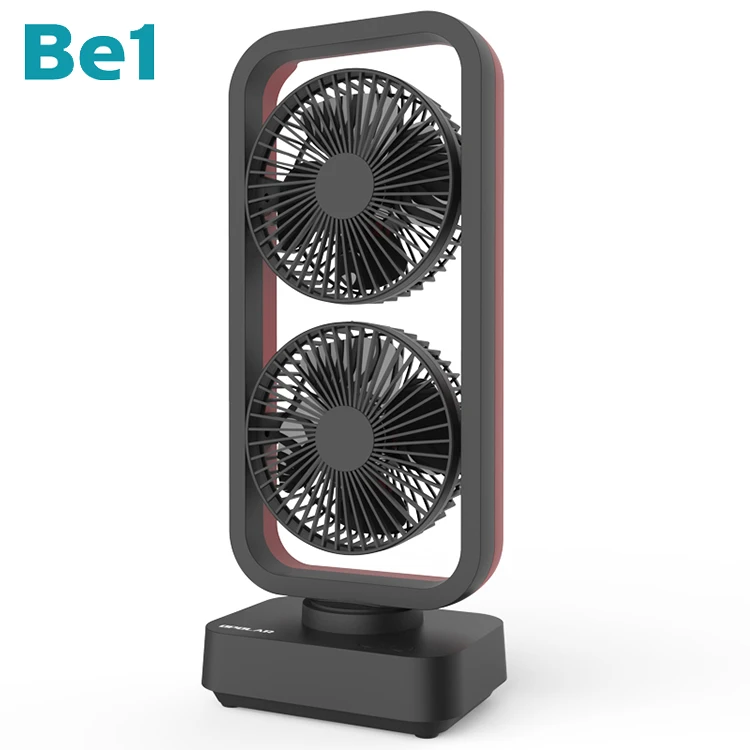Be1 Windhole-2 Portable Double Blades Auto Shake Battery Operated Clip Fan Usb Rechargeable Camping Fans