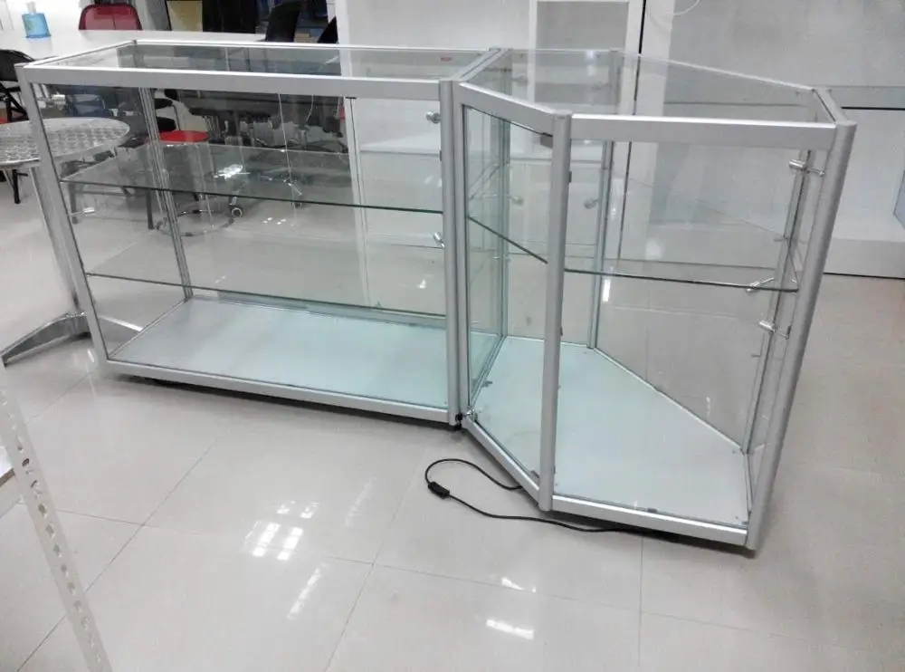 Hot shop counter design glass showcase  or display counter  for phone jewelry watch  eyeglass store