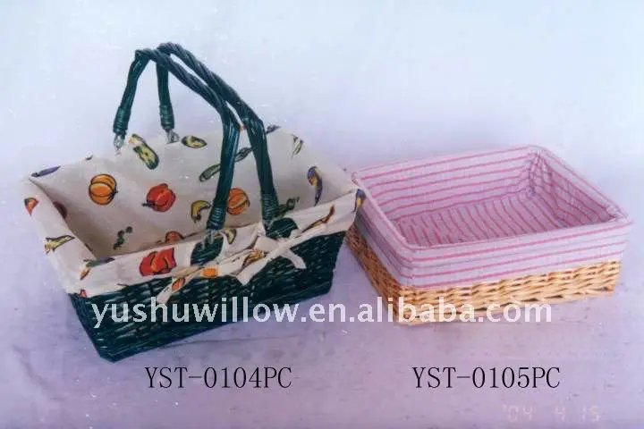 
willow basket with fabric 