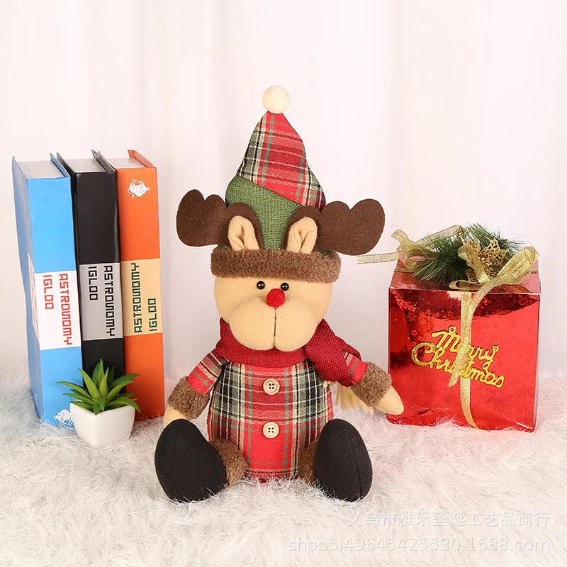 New Sitting Santa Snowman Deer Shaped Doll  Fabric Doll Cloth Christmas Gift Doll  Table Ornament Xmas gift for children