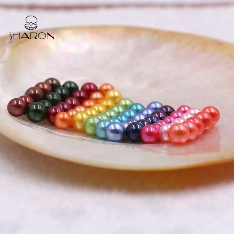 Pearl Party Gift DIY Wholesale Vacuum-packed 6-7mm Rainbow Colors Akoya Oyster with Round Pearl