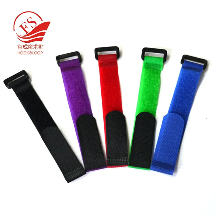 Fast production black hook and loop strap with buckle