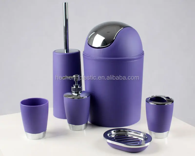 Высококачественные бытовые принадлежности аксессуары для туалета 6 шт. пластиковый фиолетовый набор ванной комнаты