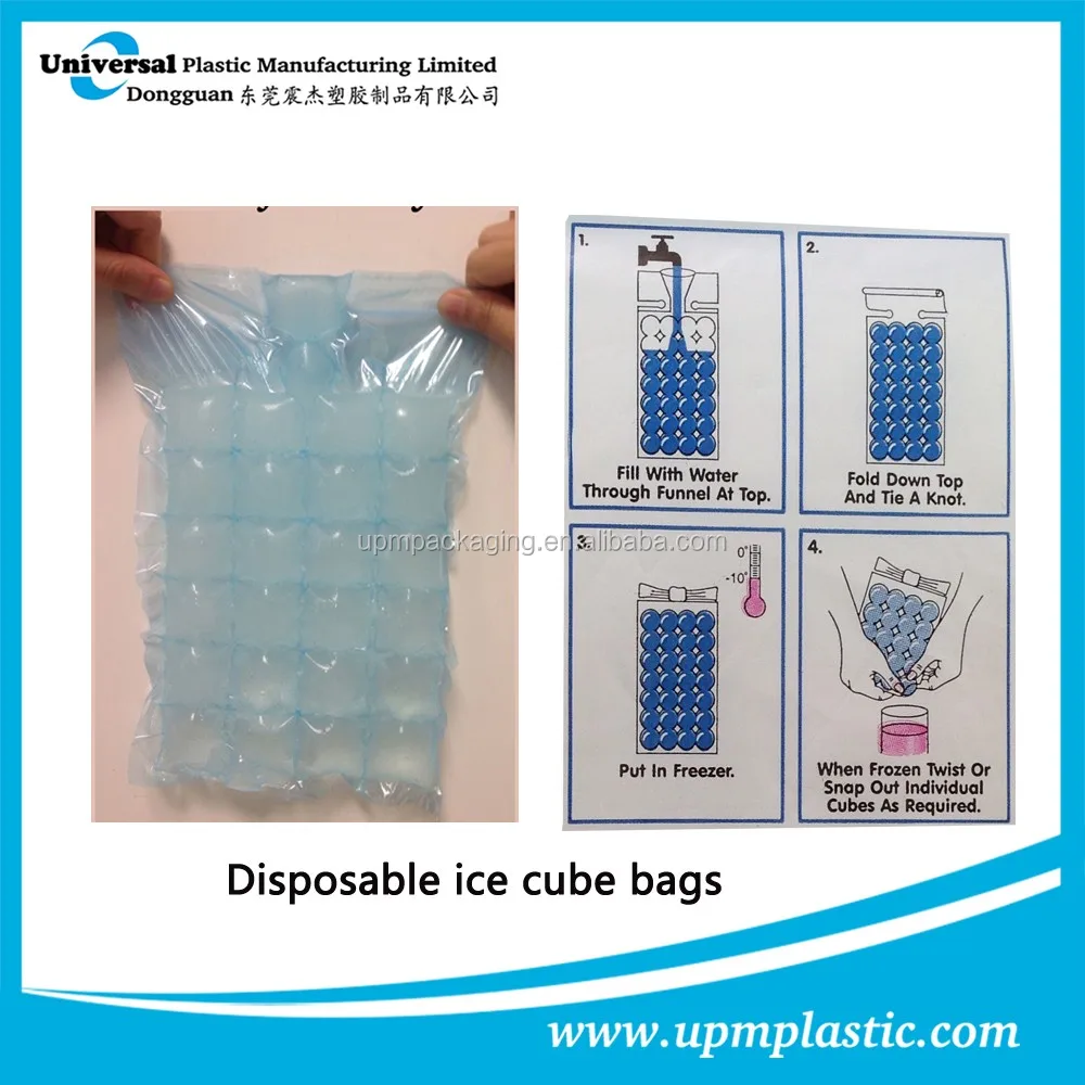 Disposable single-use food grade self-closure ice cube bag