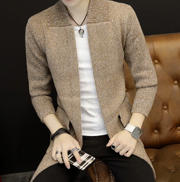 Мужской вязаный кардиган с длинным рукавом в Корейском стиле