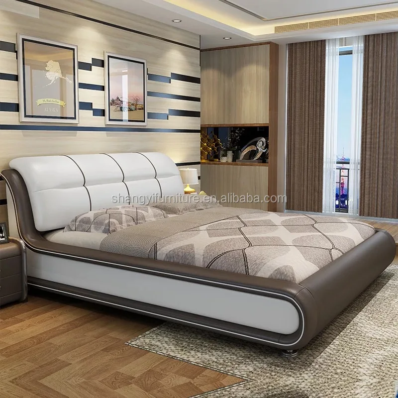 Dongguan романтичная королевская черно-белая подъемная кожаная двуспальная кровать