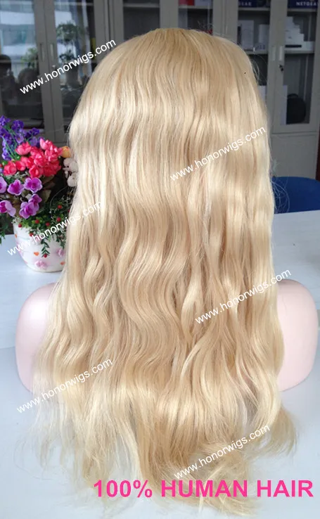 20inch hair length #613 white blond full lace wig 100% human virgin hair HONOR wigs NW natural wave